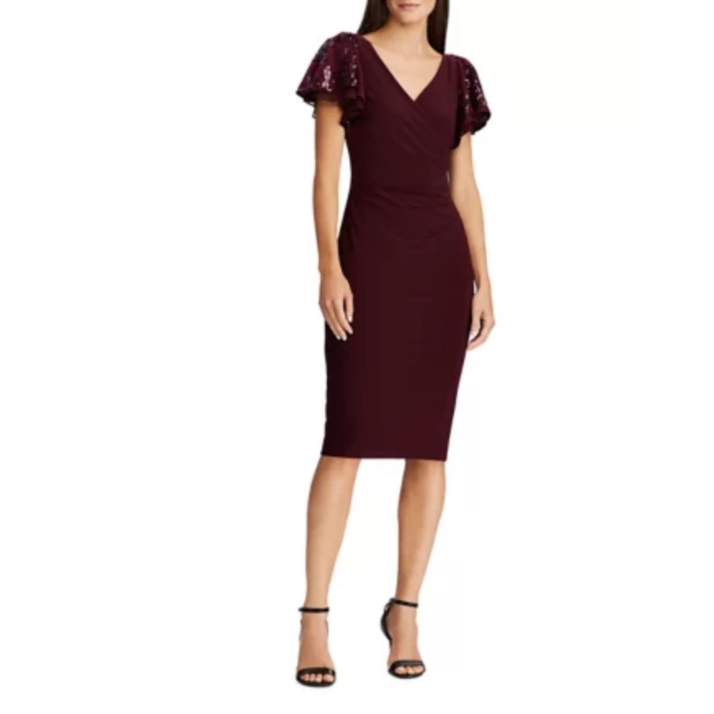 Lauren Ralph Lauren Jersey Sequin Sleeve Dress